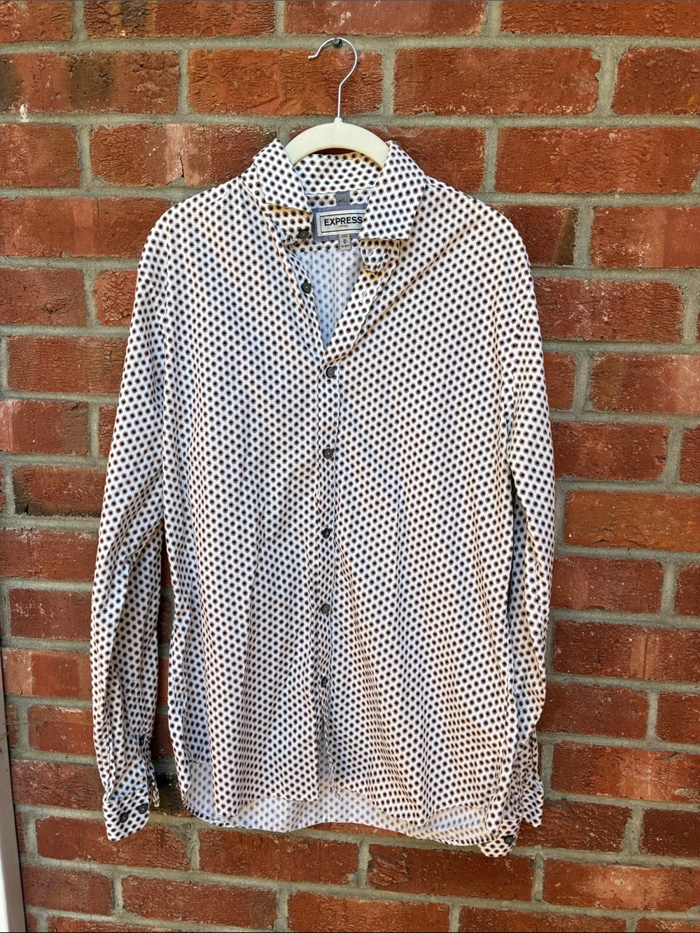 Express Black Shirt Jacket with Cream Polka Dots